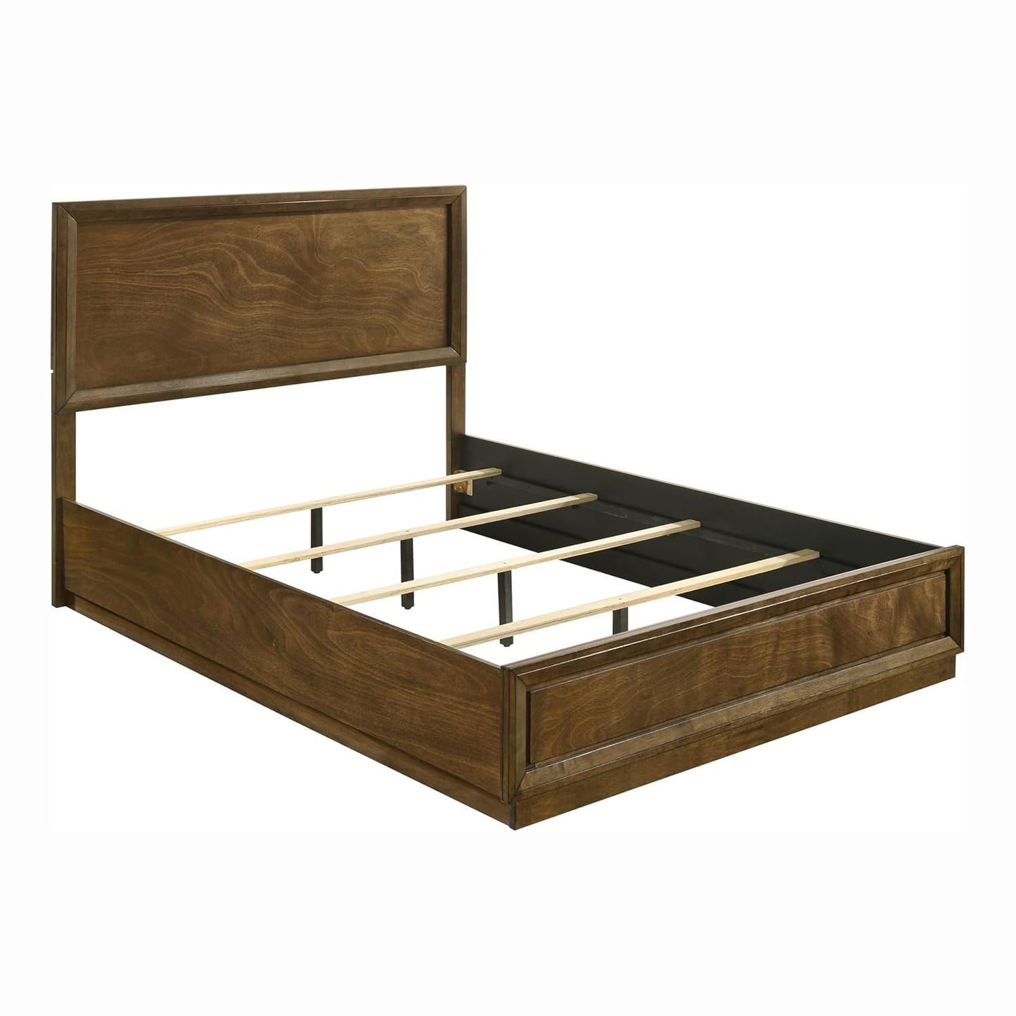 Kirkham Transitional Wooden King Panel Bed, Walnut