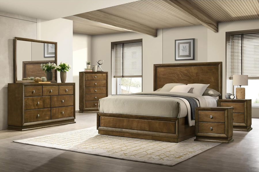 Kirkham Transitional 4-Piece King Bedroom Set, Walnut