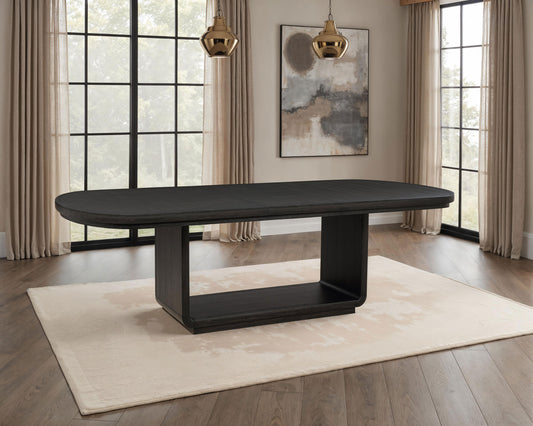 Leandro 78”–96” Contemporary Extension Dining Table – Burnished Black
