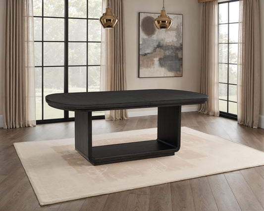 Leandro 78”–96” Contemporary Extension Dining Table – Burnished Black