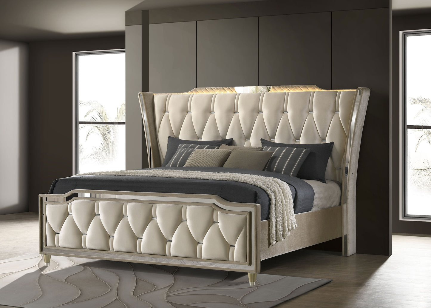 Lorient 5-Piece Eastern King Bedroom Set – Ivory & Camel