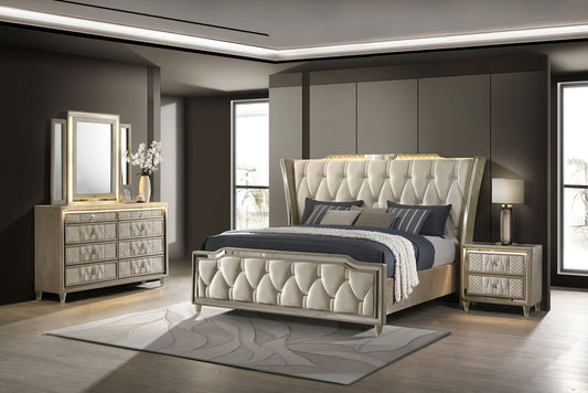 Lorient 4-Piece Queen Bedroom Set – Ivory & Camel