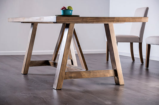 Losone Rustic Solid Wood Trestle Dining Table, Brown