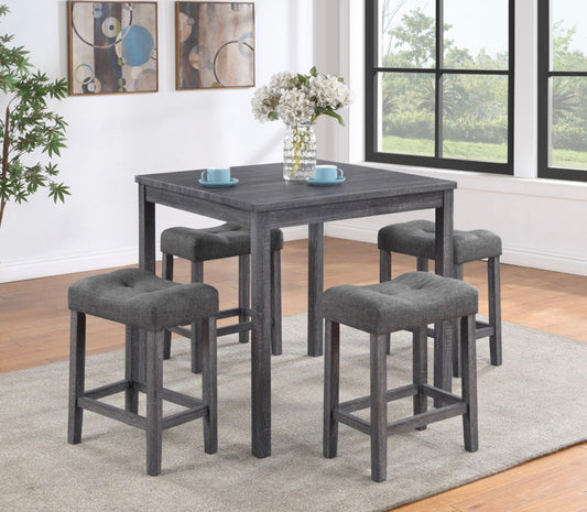 Lucian 5-Piece Counter Height Pub Table Set – Gray