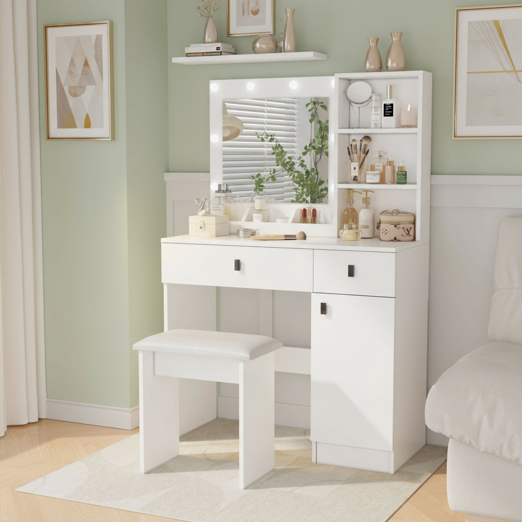 Mabel Contemporary White Vanity Set