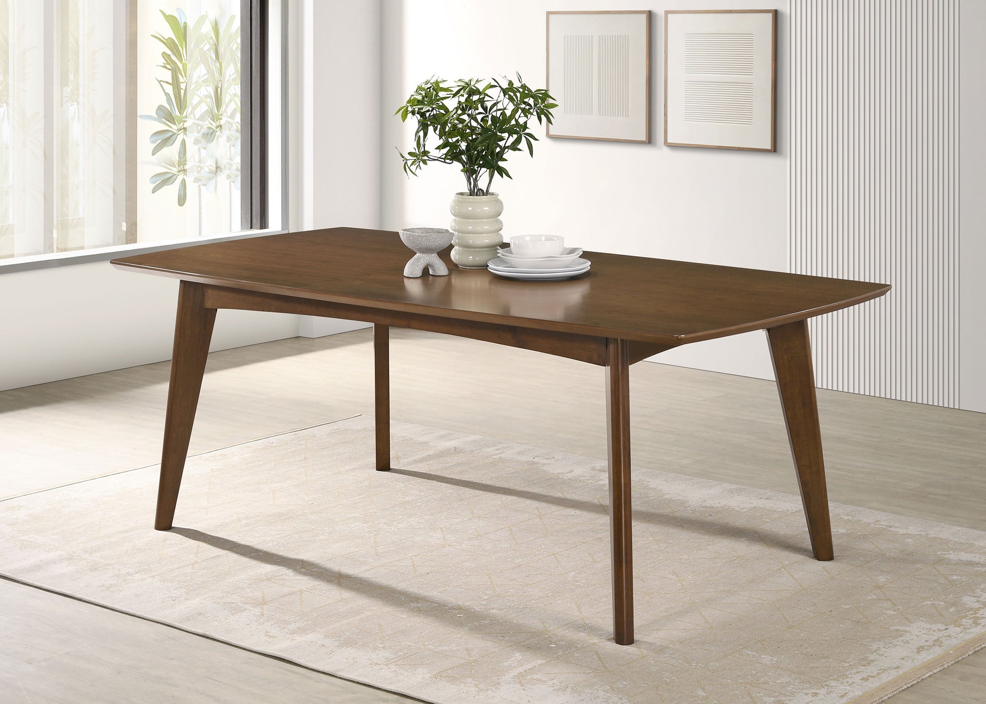 Malone Dark Walnut Mid-Century Modern Dining Table - Finally Home Furnishings LLC
