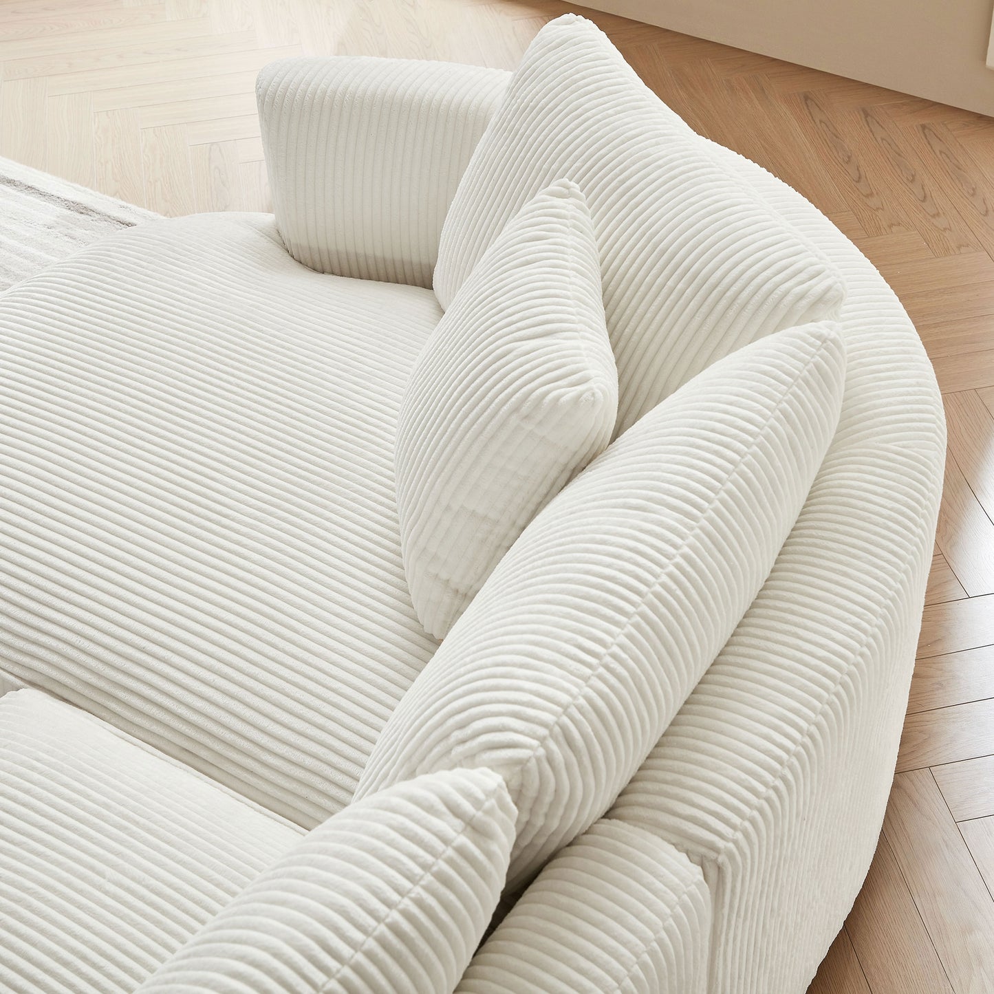 Marlow Oversized Corduroy Sectional with Chaise, White