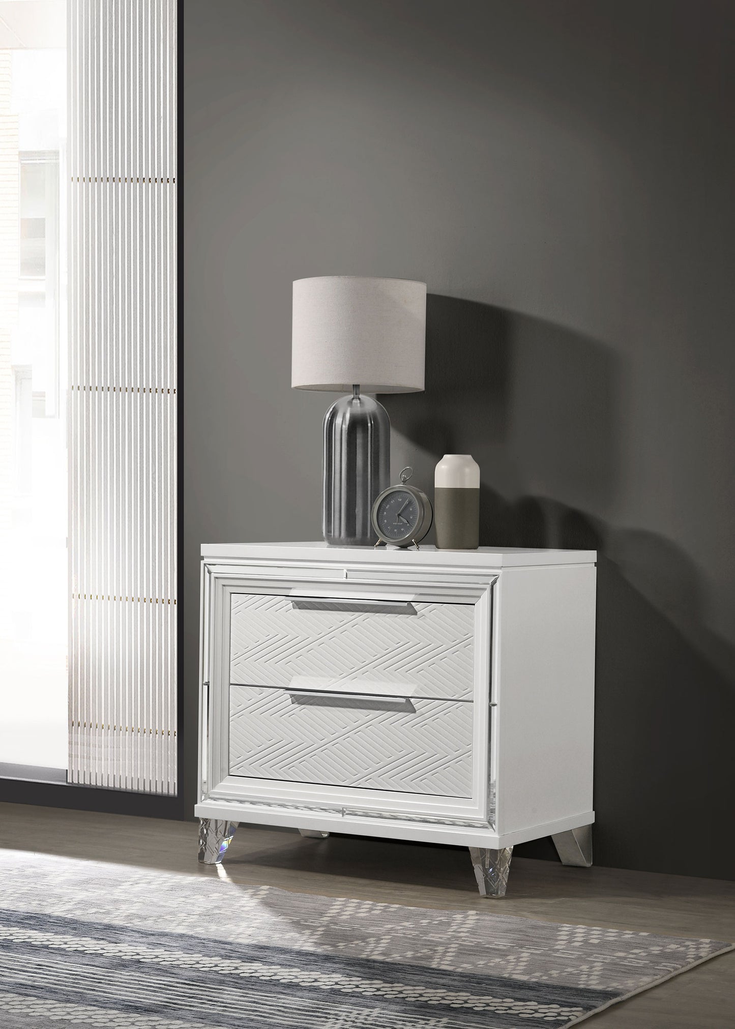 Marmore 2-Drawer Nightstand with Acrylic Feet