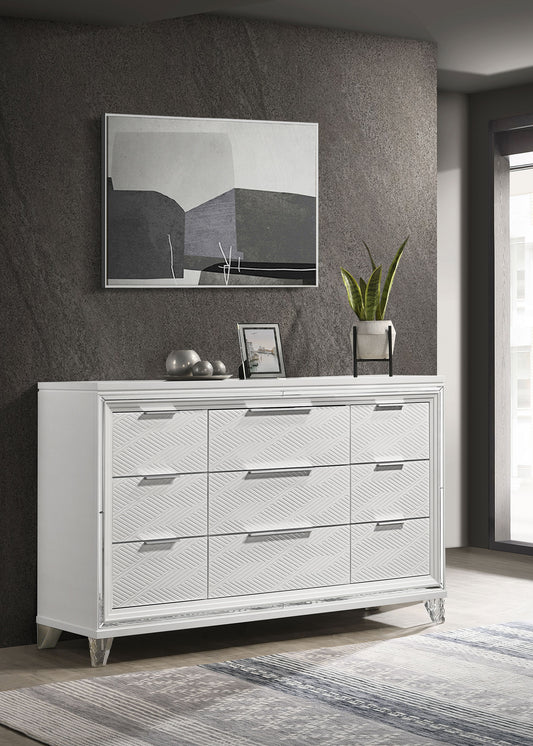 Marmore 9-Drawer Dresser & LED Mirror Set