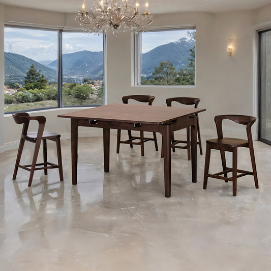 Mersin II 5-Piece Counter Height Dining Set – Solid Walnut