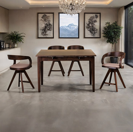 Mersin III 5-Piece Counter Height Dining Set – Solid Walnut