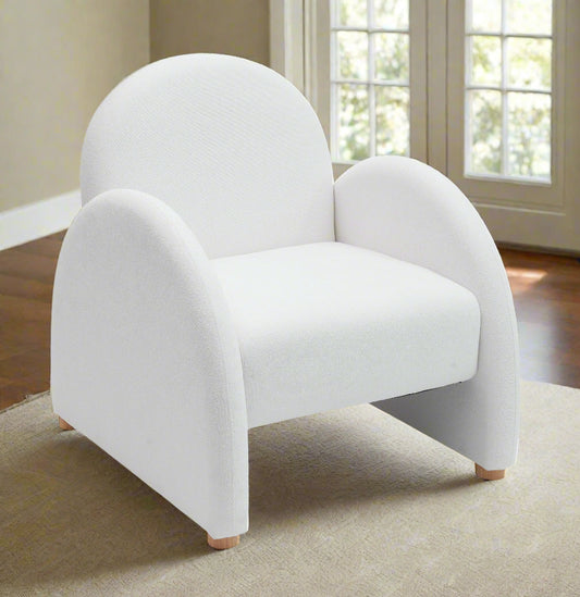 Milo White Bouclé Mid-Century Accent Chair