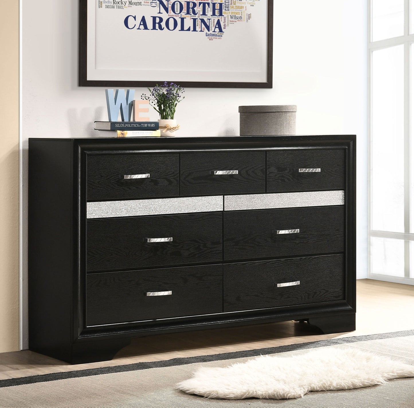 Miranda 9-Drawer Dresser with Jewelry Drawer – Black