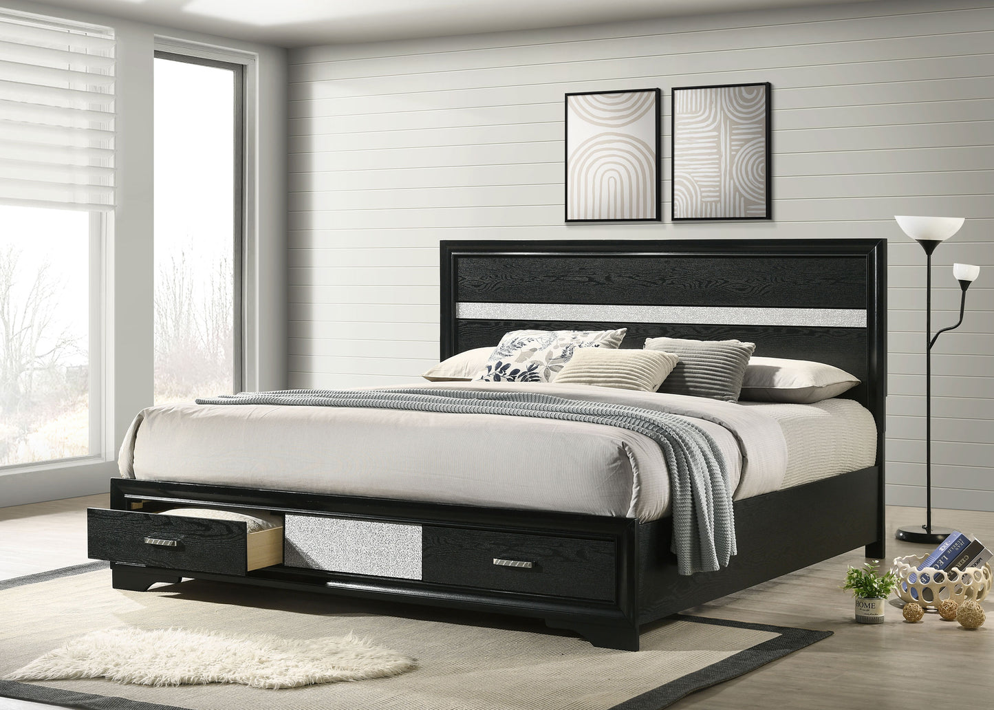 Miranda 54-Inch Full Panel Storage Bed, Black