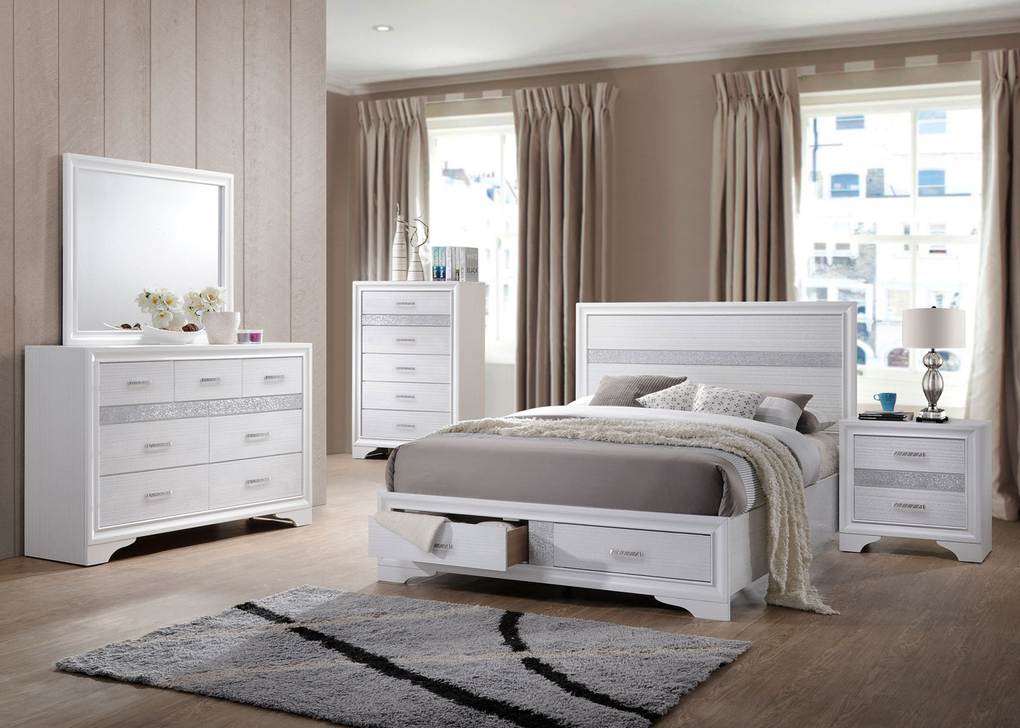 Miranda 54-Inch Panel Bedroom Set, White