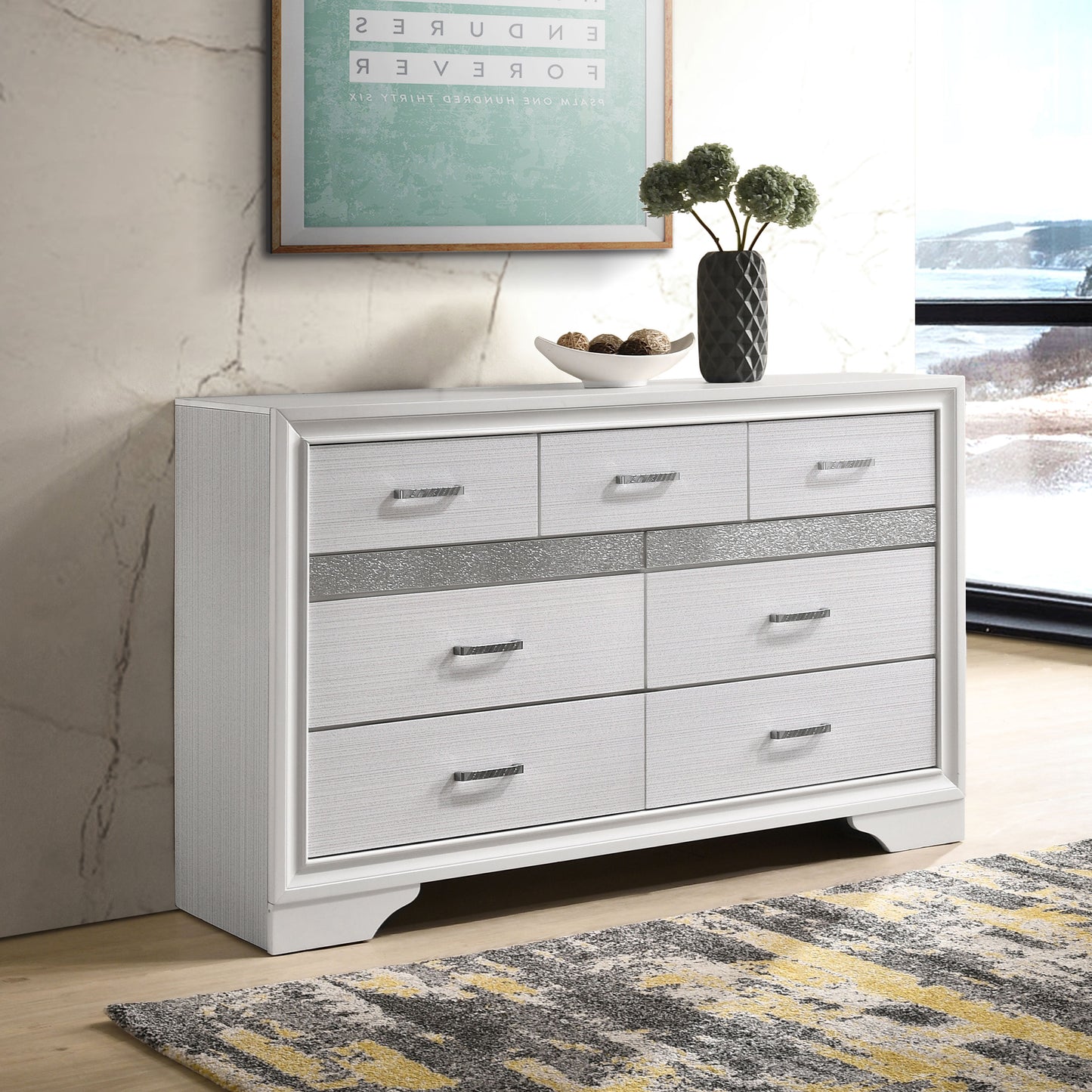 Miranda 9-Drawer Dresser with Jewelry Drawer – White