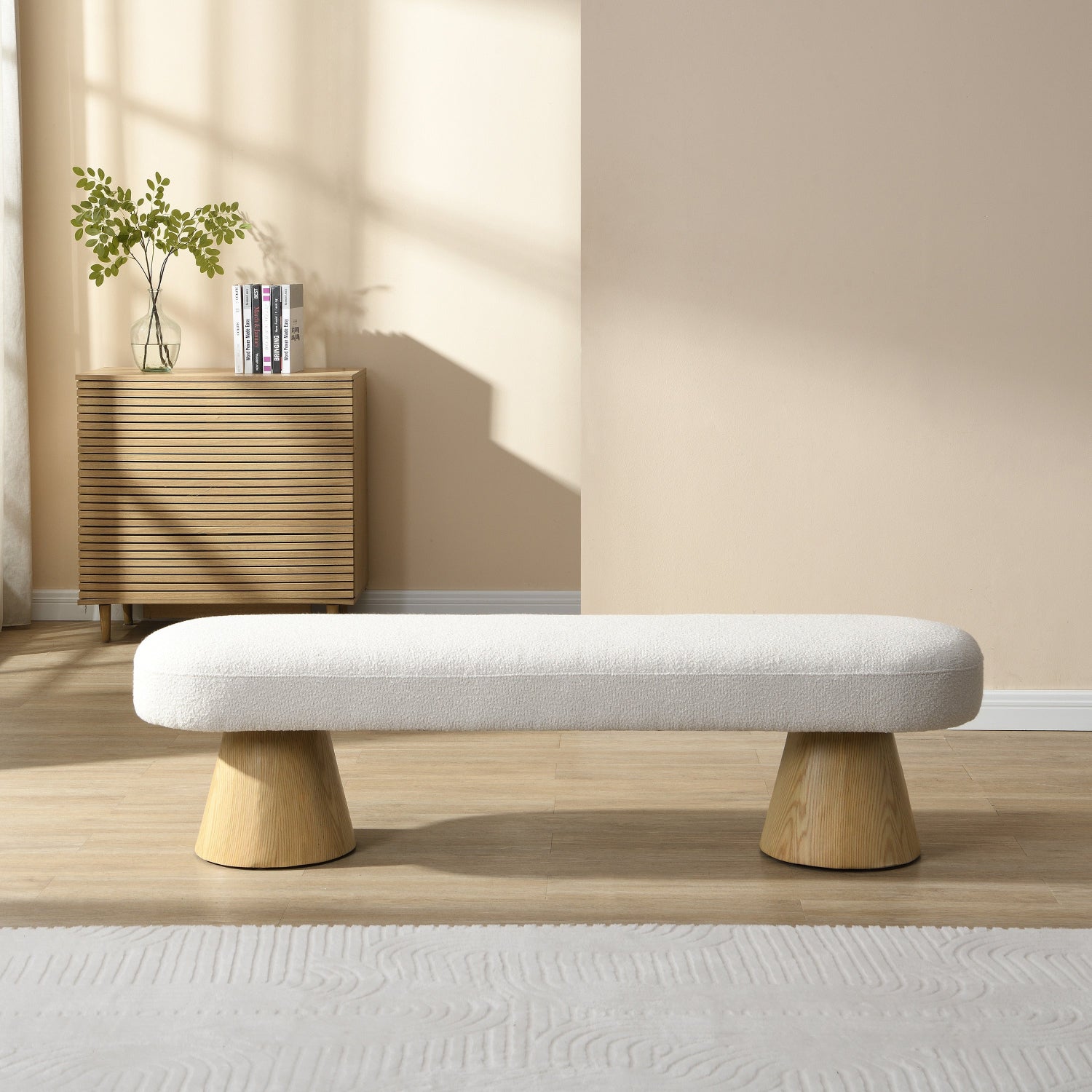 Modern Bouclé  Bench
