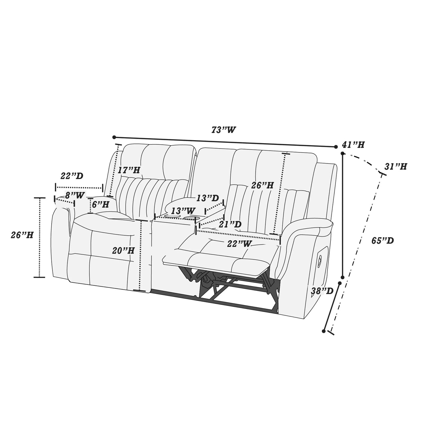Moore Plush Leatherette Motion Sofa