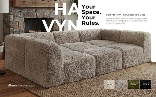 Nappi Modern Faux Fur L-Shape Sectional - Taupe