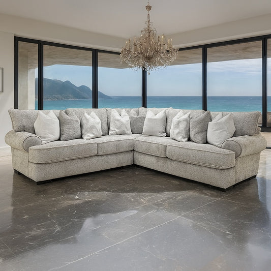 Nerone Gray Oversized Rolled Arm Sectional Sofa