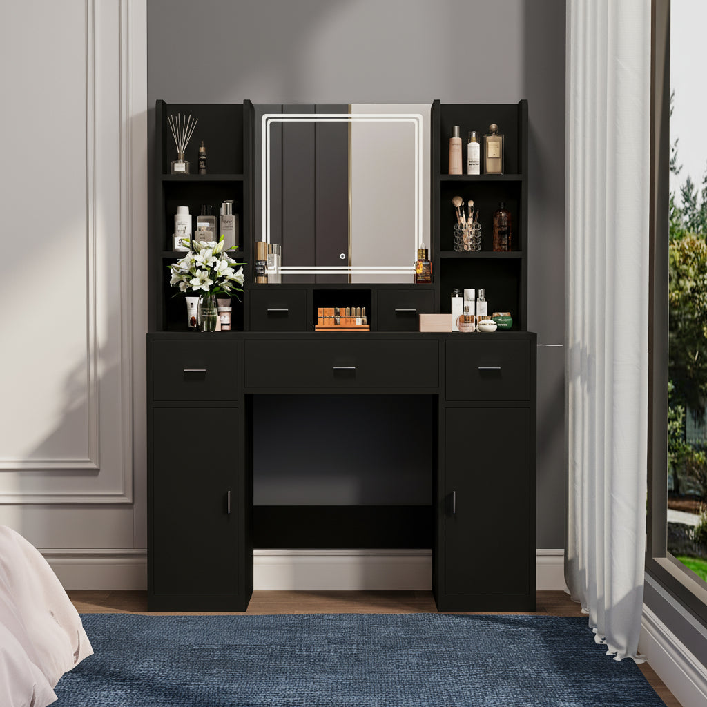 Selma Modern Bedroom Vanity, Black