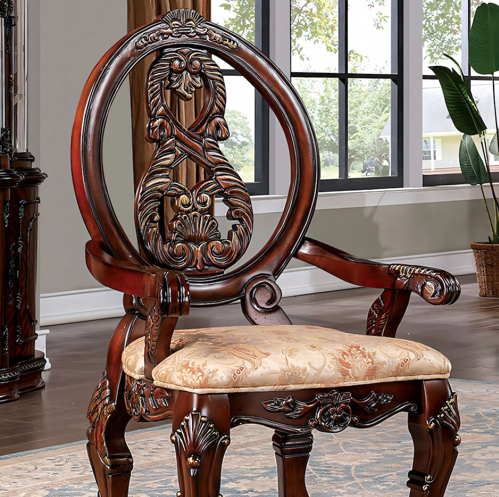 Normandy 9-Piece Traditional Double Pedestal Dining Set - Brown Cherry