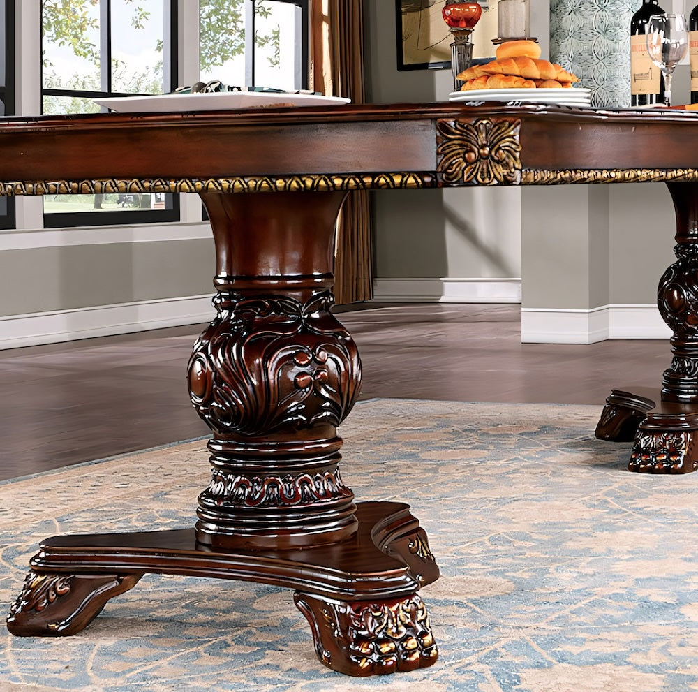 Normandy 9-Piece Traditional Double Pedestal Dining Set - Brown Cherry