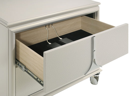 Olivia 2-Drawer Nightstand, Pearl White