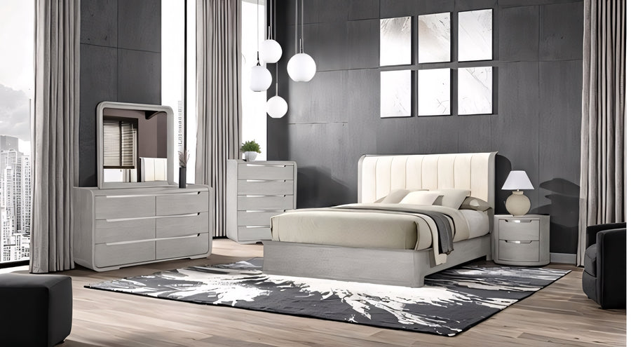 Osterley Modern 4-Piece King Bedroom Set - Light Gray
