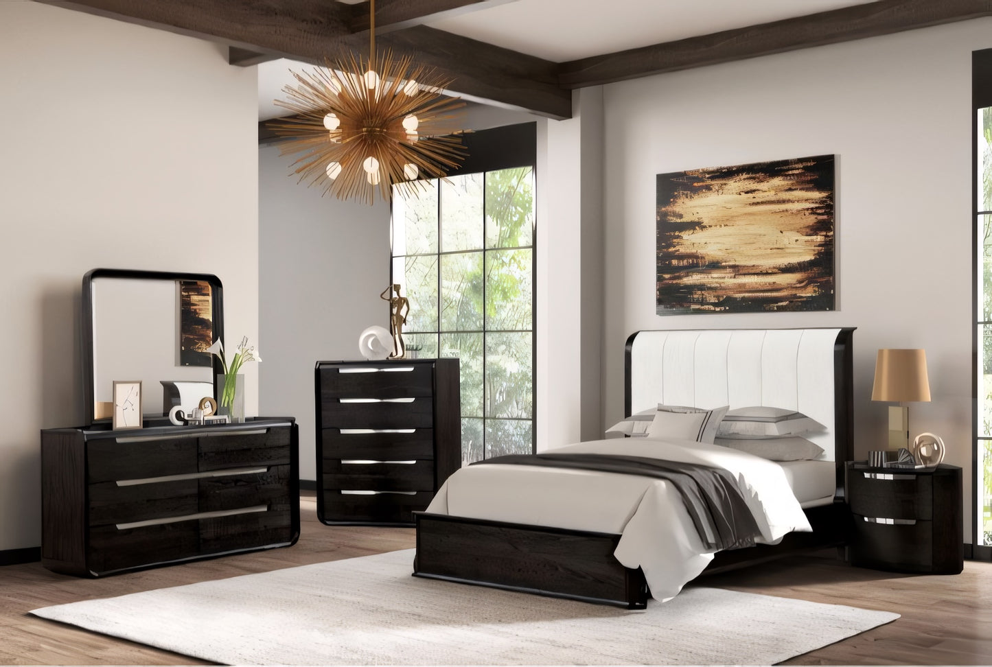 Osterley Modern 4-Piece King Bedroom Set - Black & Cream