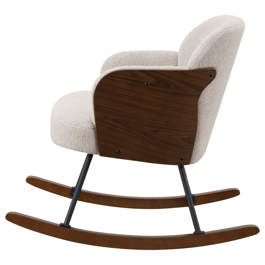 Paige Mid-Century Modern Boucle Rocking Chair with Bentwood Frame, Beige