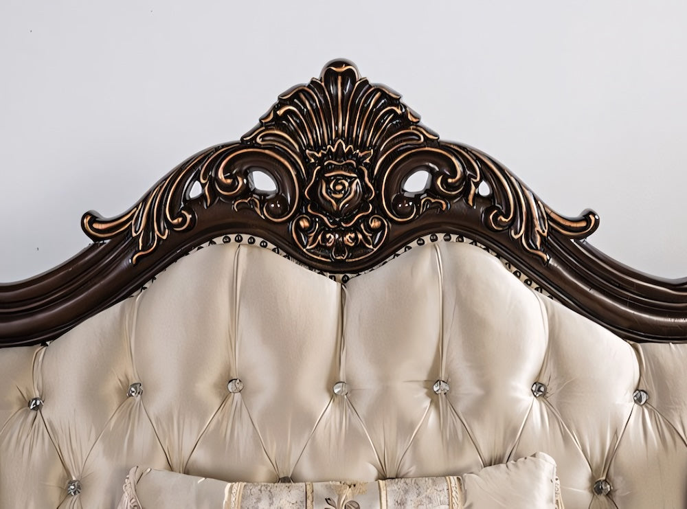 Palencia Traditional Sofa & Loveseat Set - Dark Cherry & Beige