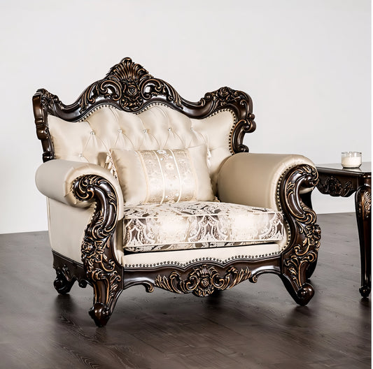 Palencia Traditional Faux Leather Arm Chair - Beige