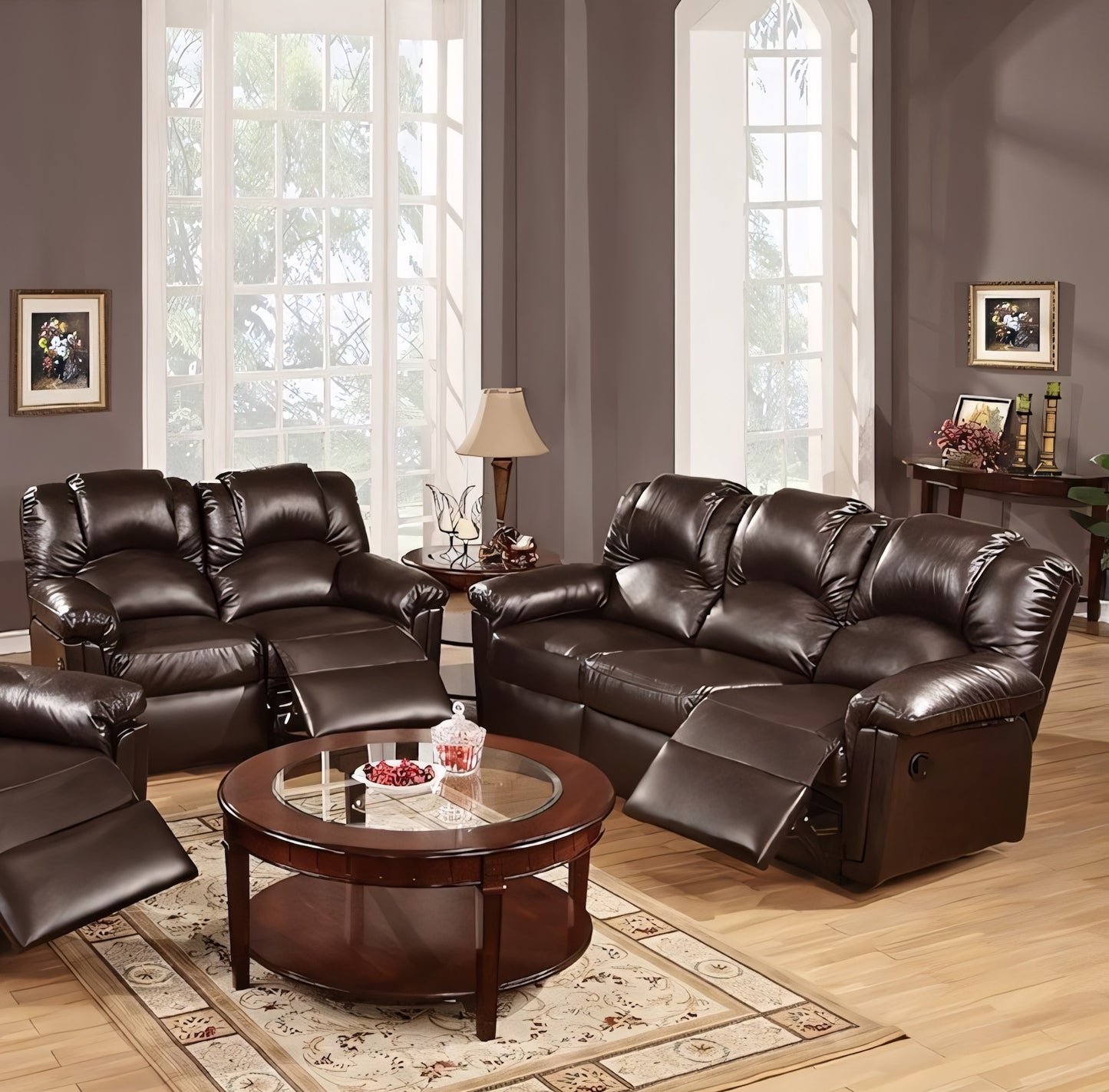Palmer Pillow Arm Motion Sofa & Loveseat Set - Espresso