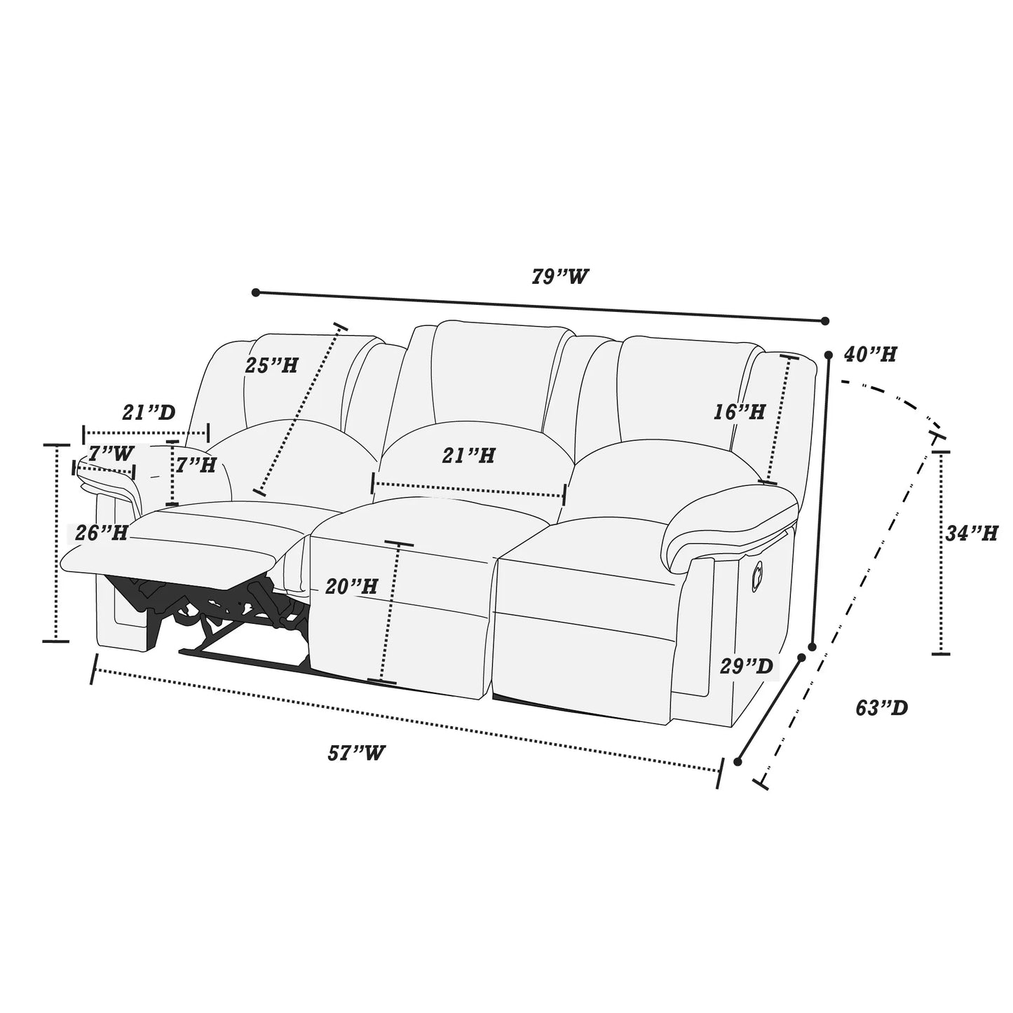Palmer Pillow Arm Motion Sofa