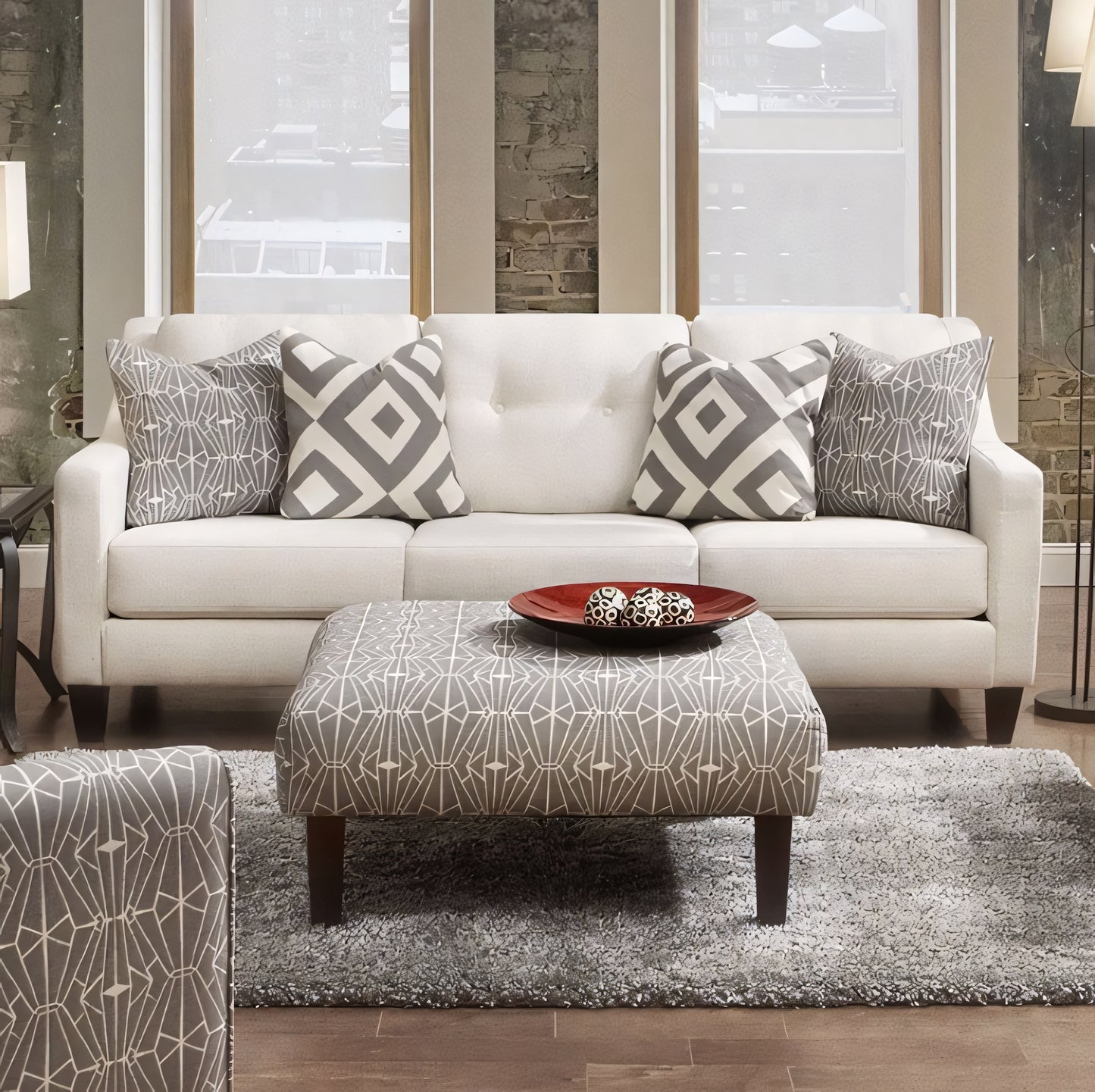 Parker Ivory Upholstered Linen Sofa