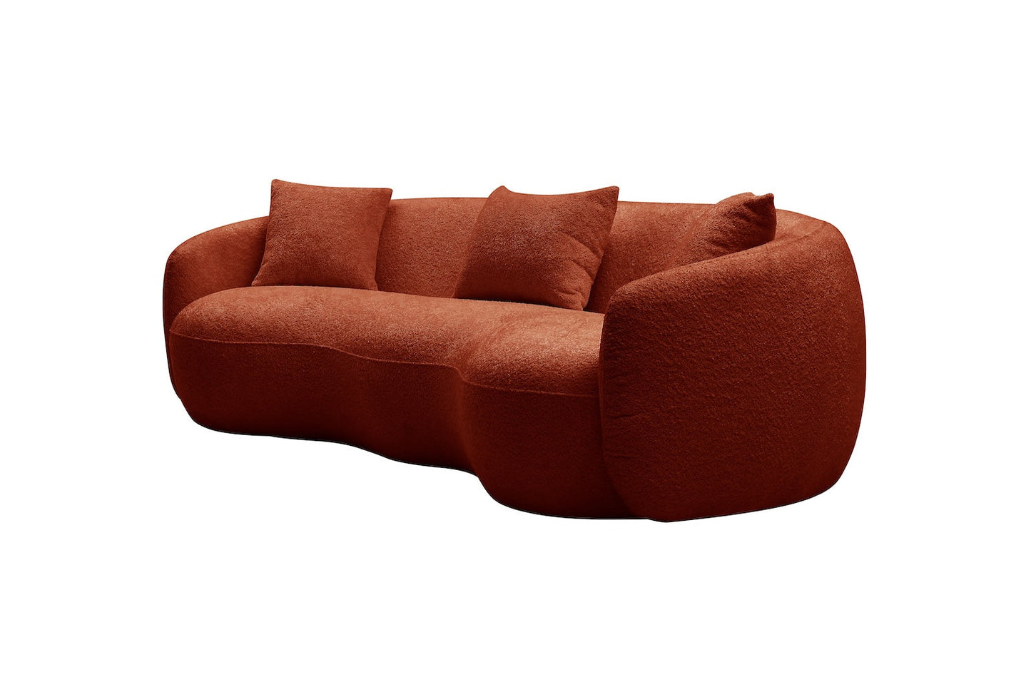 Peregrine Mid-Century Modern Curved Boucle Cloud Sofa - Orange