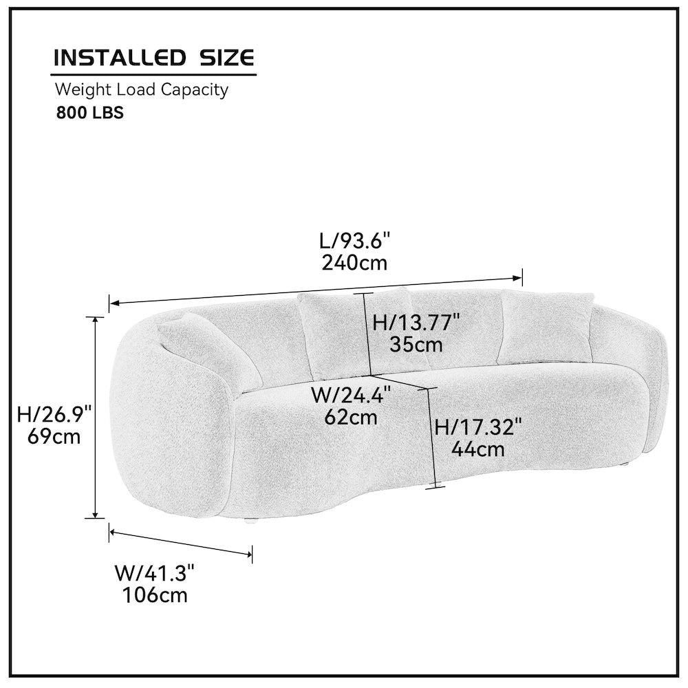 Peregrine Mid-Century Modern Curved Boucle Cloud Sofa - Off-White