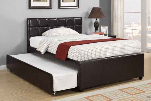Pike Cube Tufted Leatherette Twin Bed & Trundle Set
