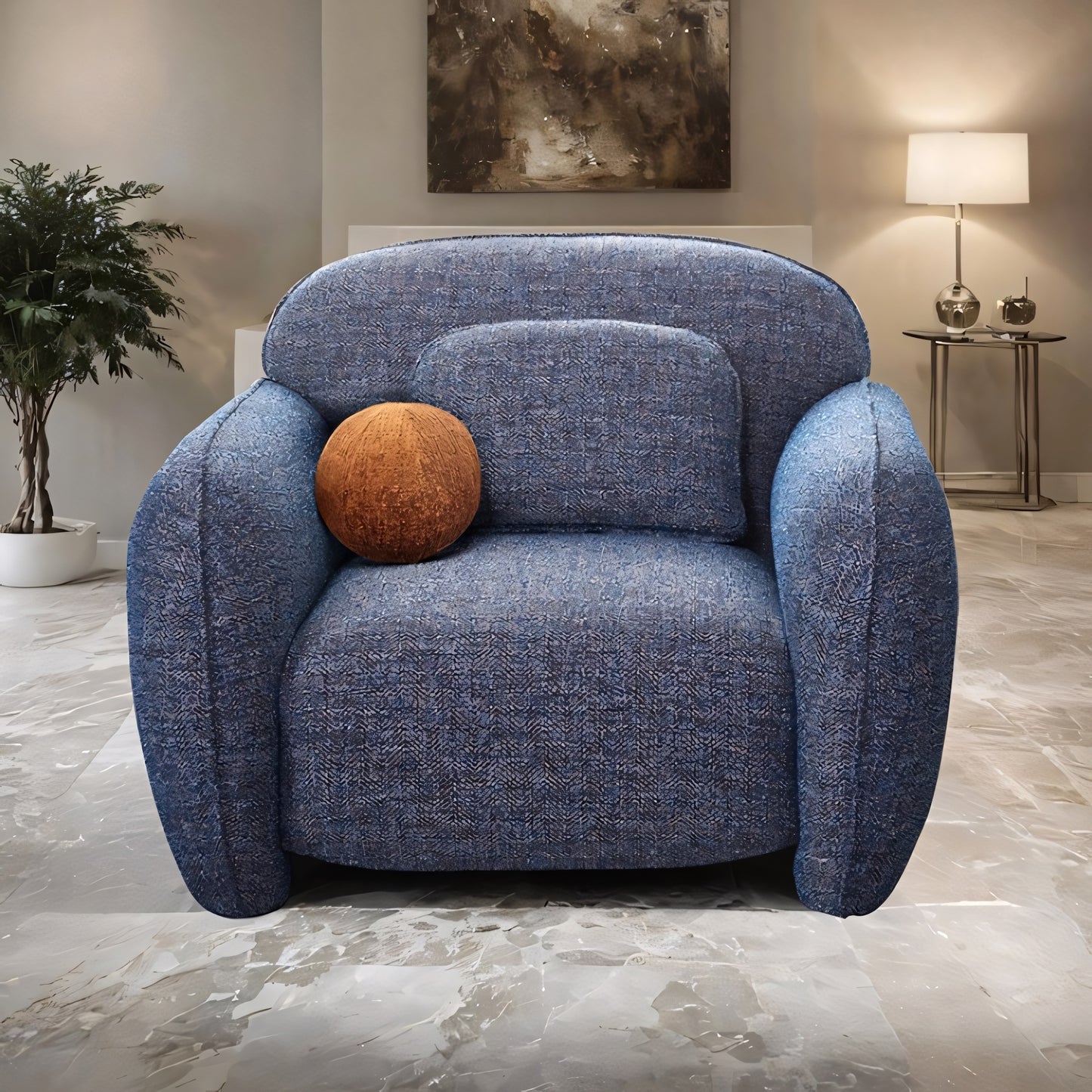 Previti Contemporary Accent Chair – Denim Blue