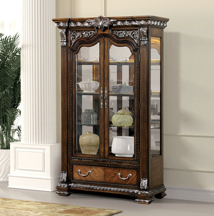 Promenade Traditional Lighted Curio Cabinet – Dark Brown