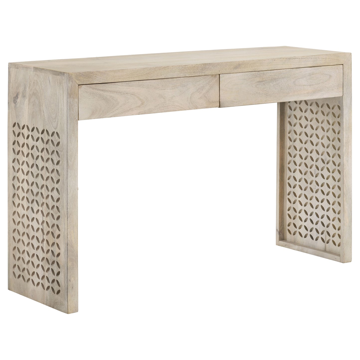 Rickman 2-drawer Solid Mango Console Table, White Washed
