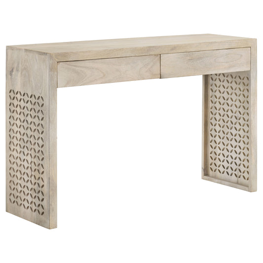 Rickman 2-drawer Solid Mango Console Table, White Washed