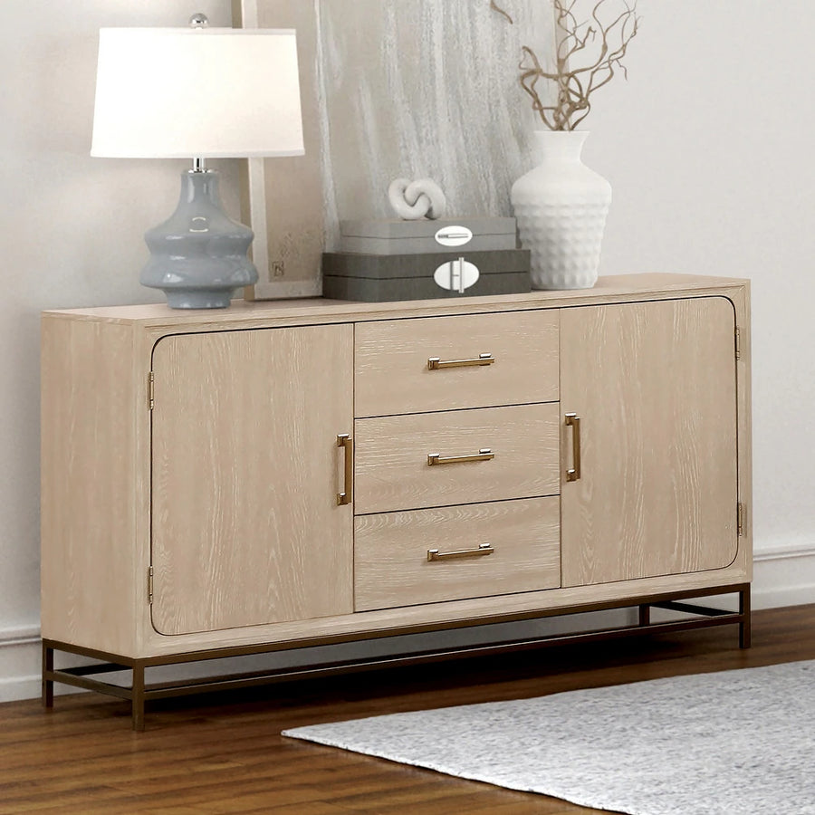 Sandnes Transitional 2-Door, 3-Drawer Dining Server, Light Oak