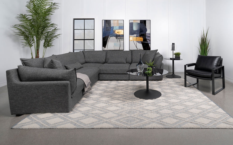 Sasha 5-Piece Upholstered Modular Sectional Sofa Barely Black