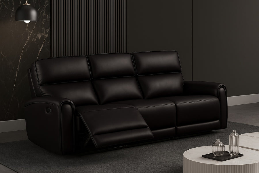 Schlieren Contemporary Power Reclining Sofa – Black Leatherette