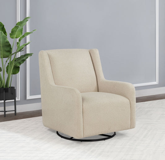 Serra Boucle Upholstered Swivel Glider, Sandy Beige