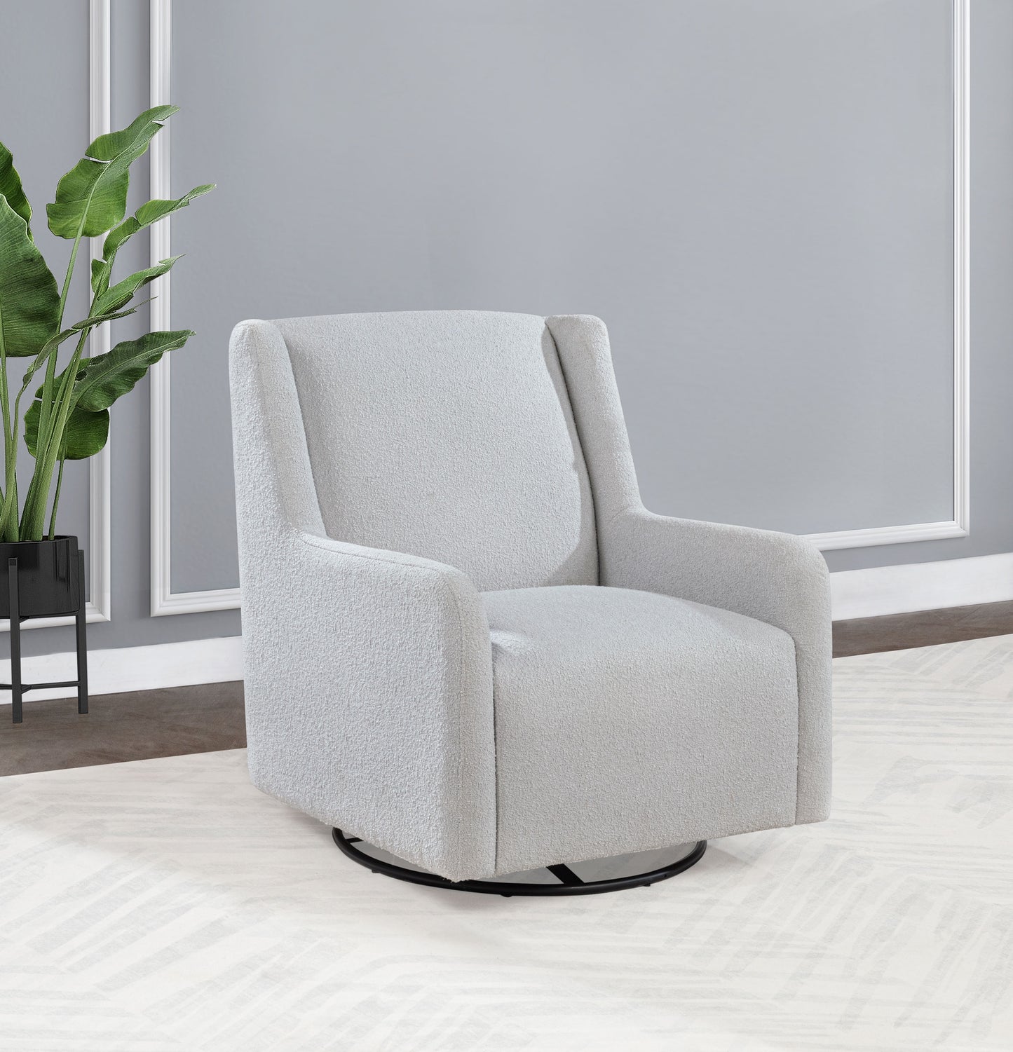 Serra Boucle Upholstered Swivel Glider, Dove Gray