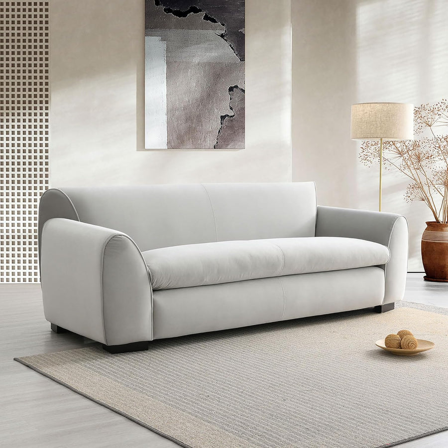 Severo Contemporary Velvet Sofa with Tapered Arm - Light Gray