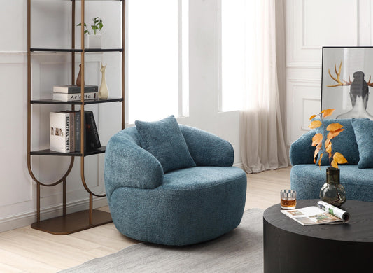 Silas Collection Bouclé  Swivel Chair, Light Blue